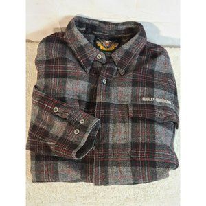 Harley Davidson Long Sleve Button Down Heavy Flannel Shirt Mens Size XL